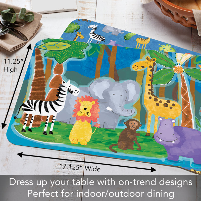 Napperons réversibles 4 pièces Kids Jungle Friends