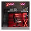 Full Size Metal Loft Bed With Built-In Work Station, Wardrobe, Storage Staircase And LED, Black