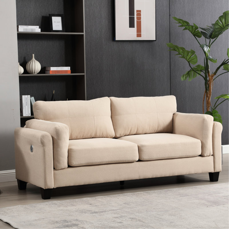 Surdimensionné en lin kaki, style moderne avec coussins confortables et sièges profonds pour chambre à coucher, Kaki