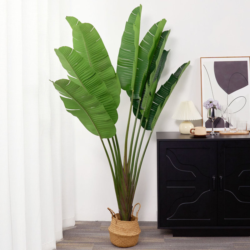 5ft Artificial Banana Leaf Tree Peacock-Shaped Faux Palm Plant