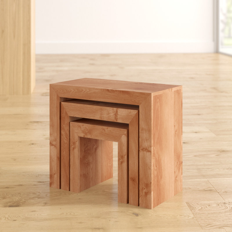 Mumbai Solid Wood Sled Nesting Tables, Acacia