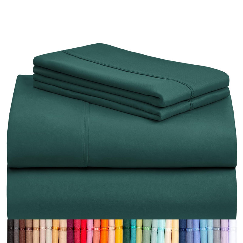 Luxclub 4 PC Emerald King Silky Soft Cooling Extra Deep Pocket Performance Sheet Set, King Sheet Set with 2 Pillowcases