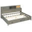 Lit de jour gris avec structure en bois, tiroirs de rangement, tableau souple supérieur et dispositif - Alimentation de charge pour les appareils en bois, avec 3 tablettes, électronique pratique-1304905489-1304905500