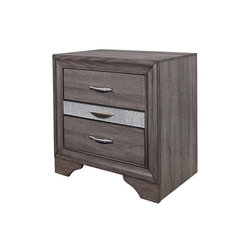 RYDER SPARKLE GREY NIGHTSTAND, A Stylish And Functional Bedroom Companion.