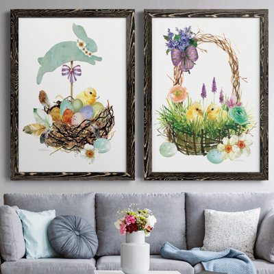 Bunny Hop - ensemble de 2 peintures sur toile encadrées