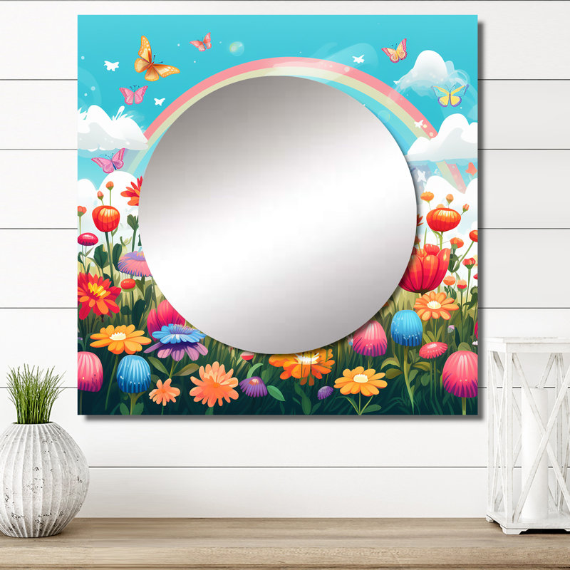 Mauve Butterfles Idyllic Rainfield Flowerfield, 23 po x 23 po
