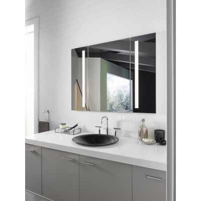 Kohler Verdera Recessed or Surface Mount Frameless Medicine Cabinet with 2 Adjustable Shelves and Electrical Outlet