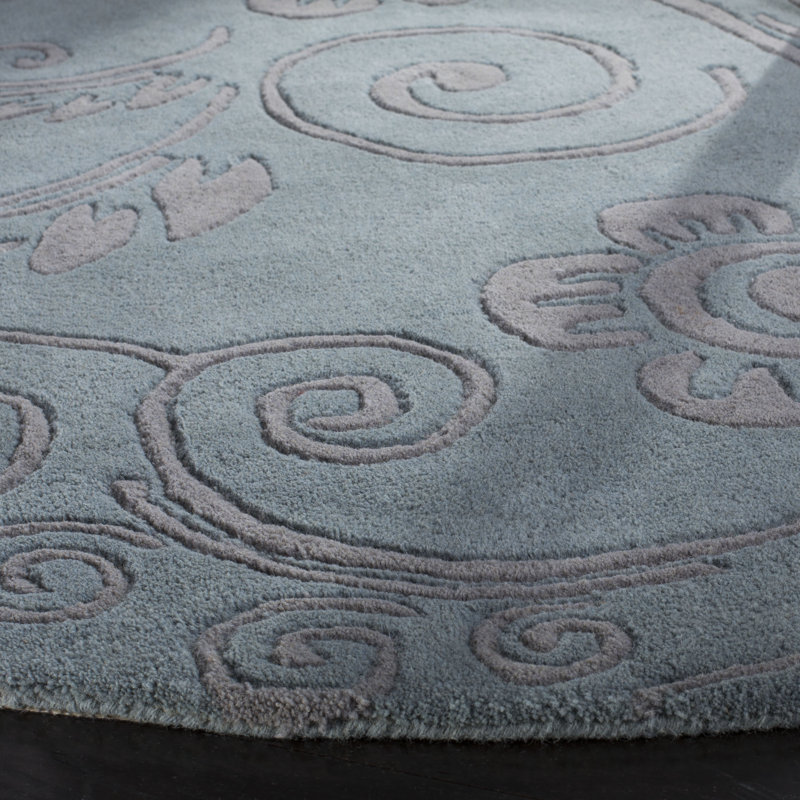 Chanler Hand-Tufted Wool Blue/Grey Area Rug, Round 6'