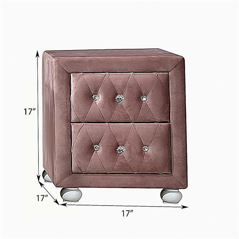 Table de chevet 2 tiroirs rose