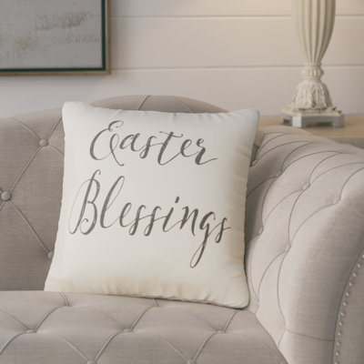 Easter Cotton Reversible Throw Pillow