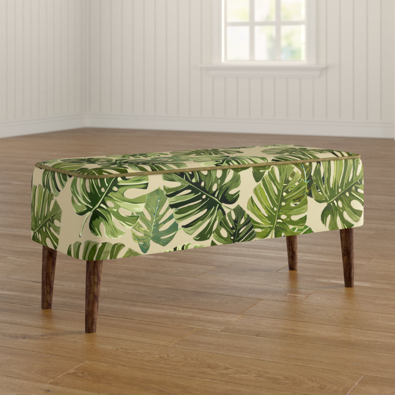 Polyester Blend Upholstered Bench, Green