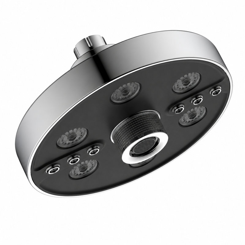 Pommeau de douche multifonctionnel à filtre fixe, Chrome poli