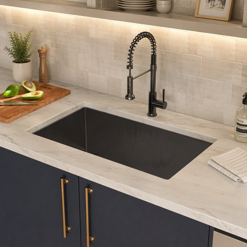 Durable Stainless Steel Single Bowl Undermount Kitchen Sink with Soundproofing and Efficient Drainage System