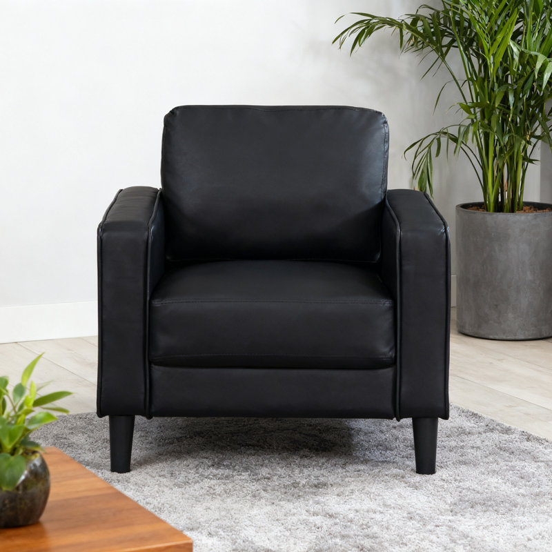 Fauteuil d'appoint moderne avec accoudoirs rembourrés noir, Noir