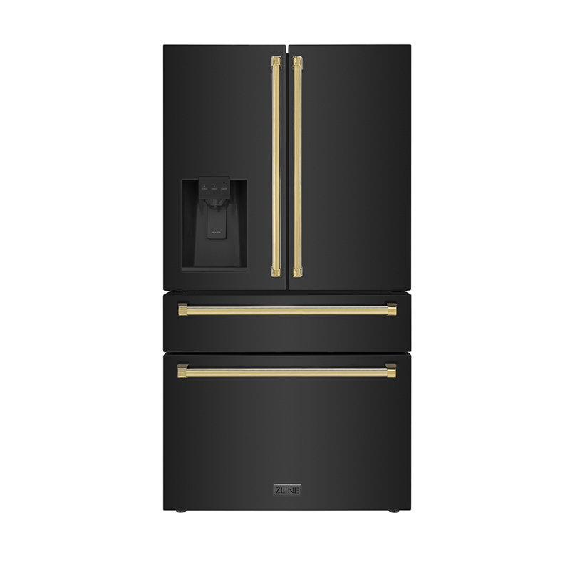 ZLINE 36" Autograph Edition 21.6 cu. ft Freestanding French Door Refrigerator with Water and Ice Dispenser, Gold