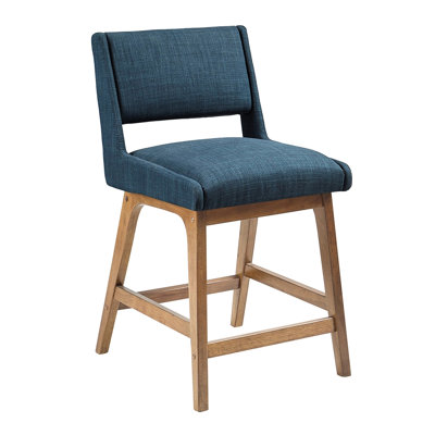 Tabouret pour comptoir Ink + Ivy, coussin de siège de 4,75 po d'épaisseur, repose-pieds de 6,5 po, limite de poids de 300 lb, bleu marine, tabouret de comptoir intrigant en bois de pacane, capacité, pieds