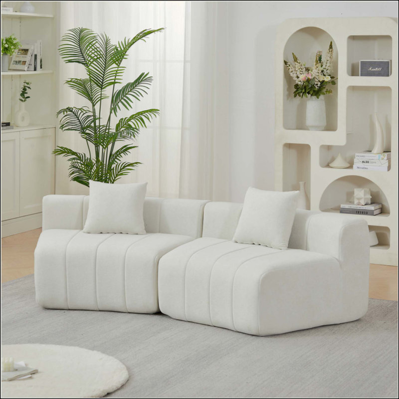 Canapé modulaire courbé Chenille, Beige
