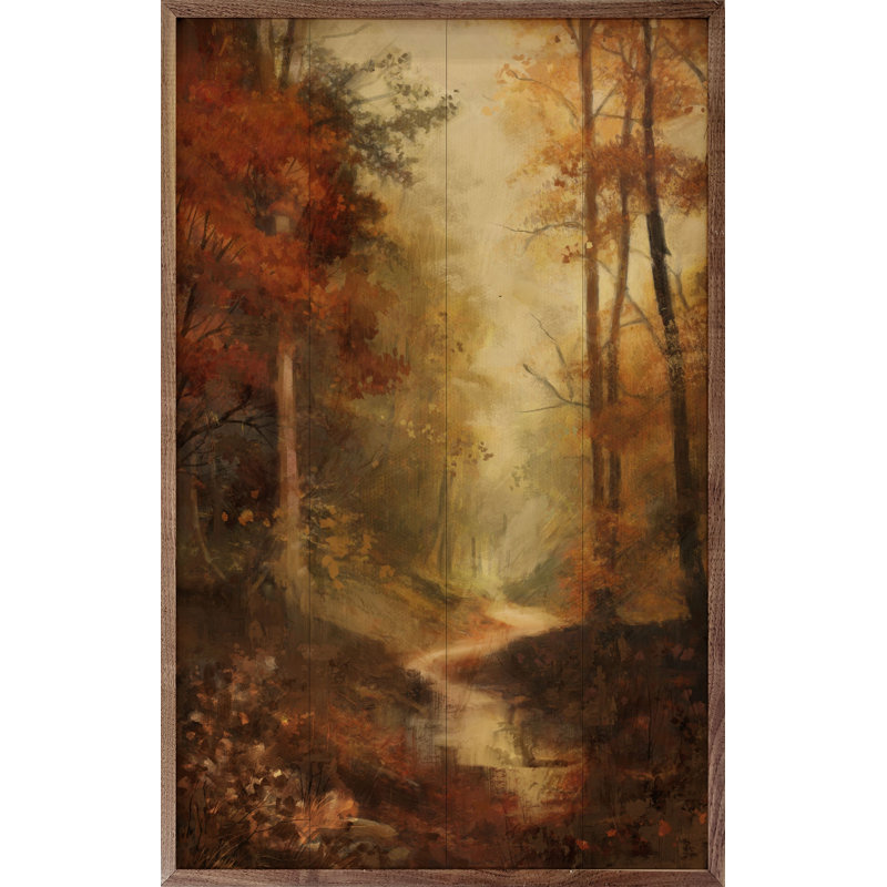 «Vintage Fall Landscape 1 By Nina Blue» sur panneau de fibres à densité moyenne / bois massif, H 8 po x l 5 po
