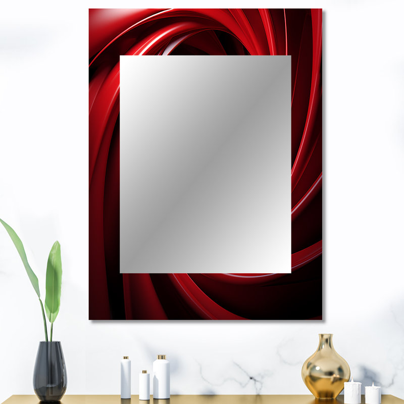 Red and black abstract spiral dreamscape - Abstract Spirals Large Mirror, Modern Unique Wall Mirror Decor, Printed Metal Art