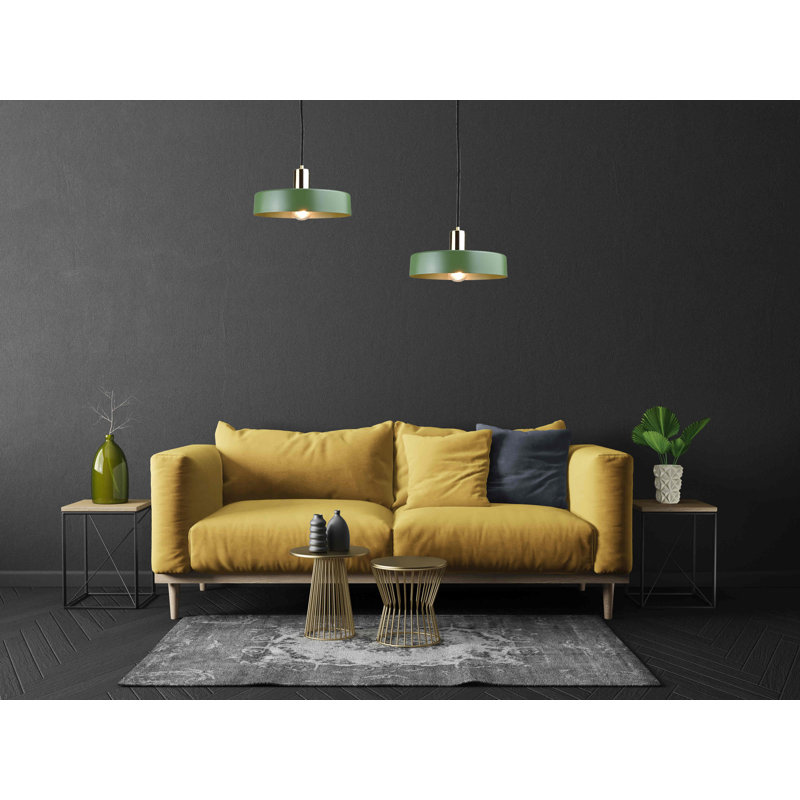 Bhavi 2 - Light Drum Pendant, Green, Khaki Gold