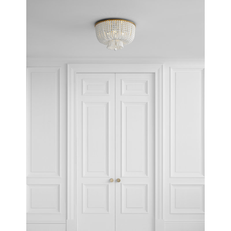 AERIN Jacqueline Flush Mount, White Acrylic, Antique Brass