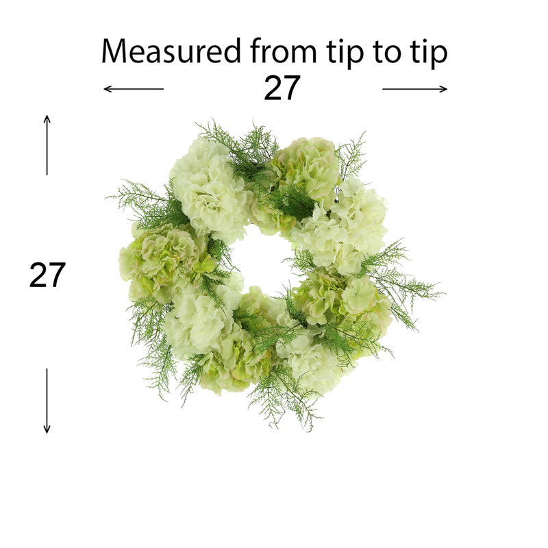 27" Grapevine Wreath with Hydrangeas and Fern