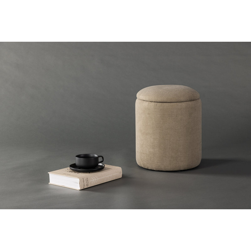 Saeger 32cm Wide Pouffe Ottoman, Beige Linen