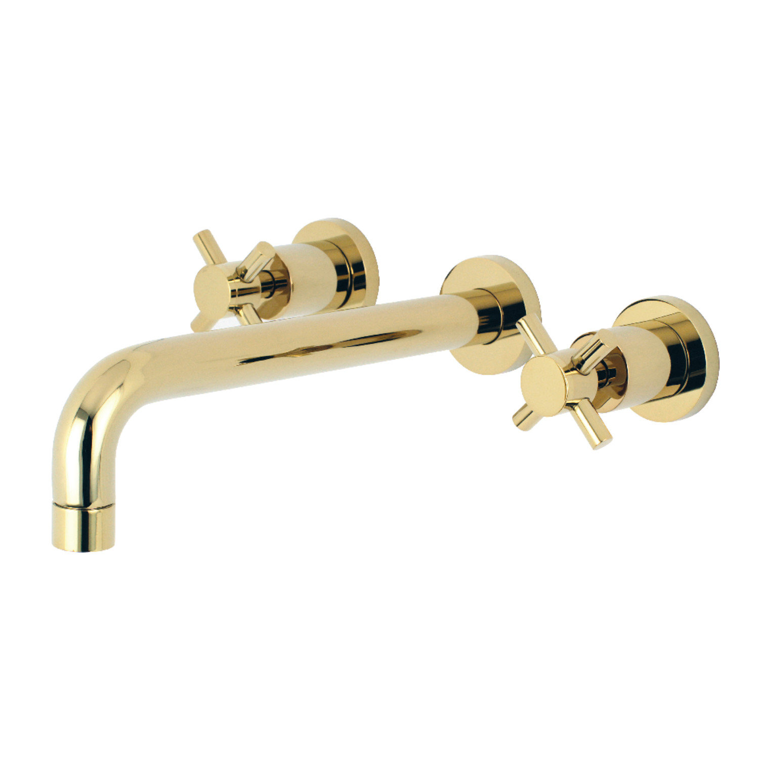 Concord Wall-Mounted Roman Tub Faucet, Cross Handle, Polished Brass