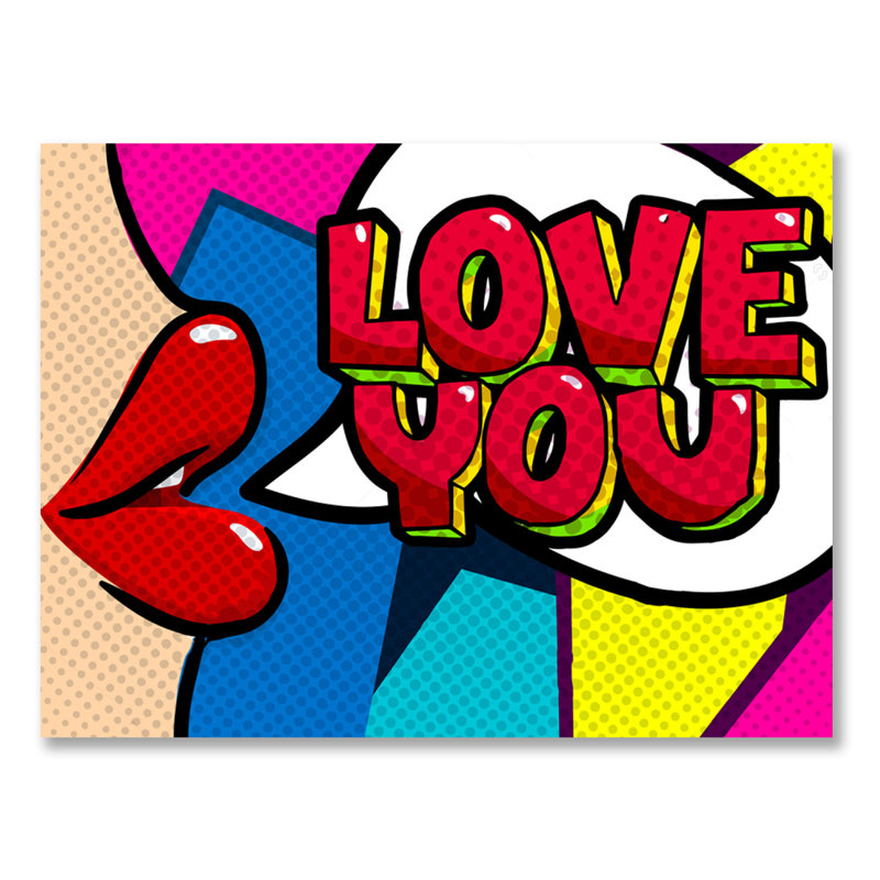 «Love You» - impression sans cadre, H 16 po x l 20 po, Métal