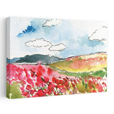 Vent dans la prairie, paysage contemporain abstrait, art floral