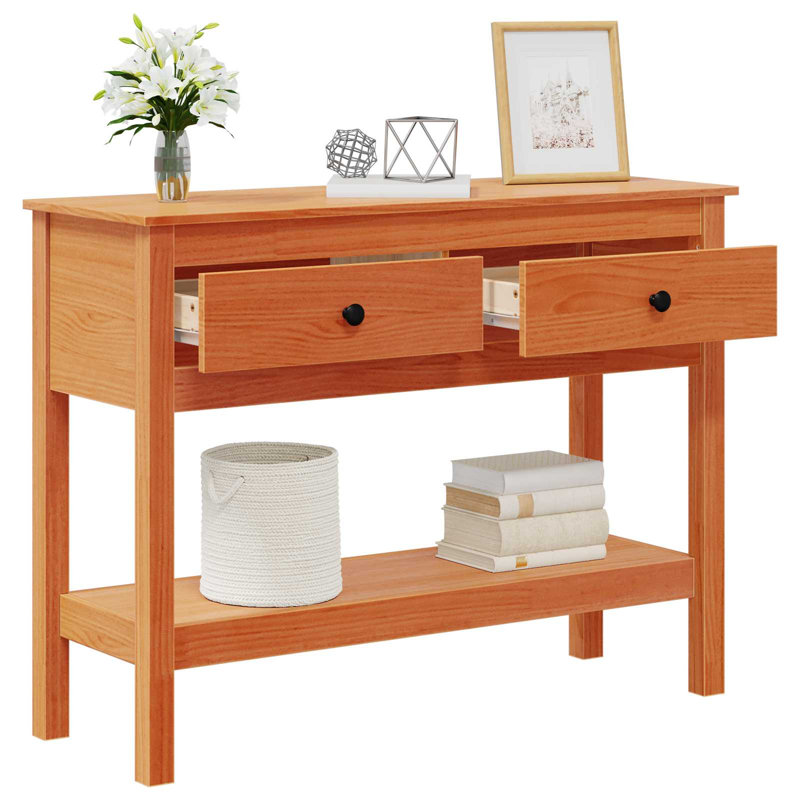 Solid Wood Top Console Table, 75cm H x 100cm W x 35cm D