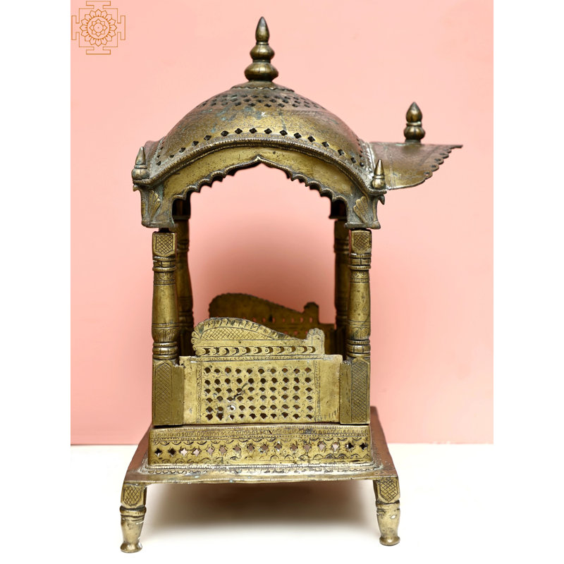 Laiton antique rétro Puja Mandir, temple spirituel traditionnel