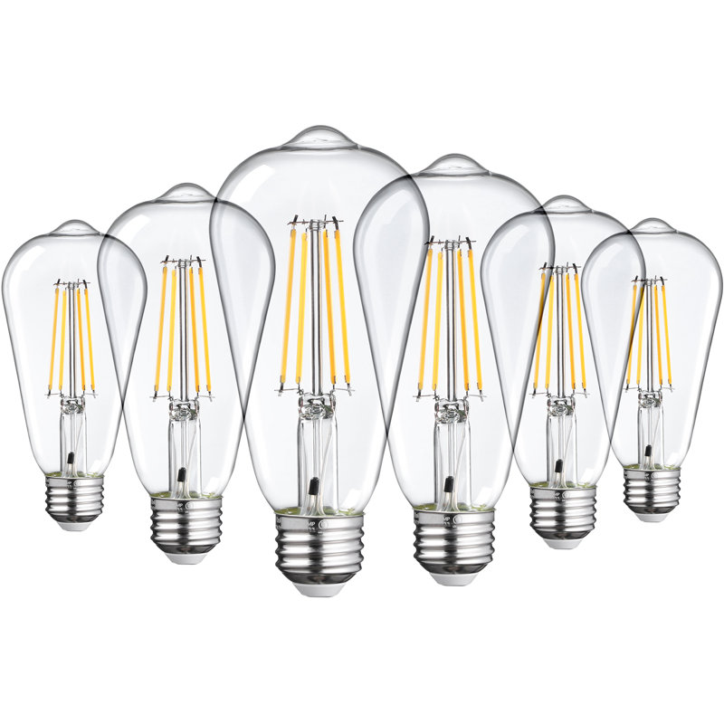 Ampoules DEL ST19 d'extérieur 7 W (équivalent 75 W), allumage automatique crépusculaire, style vintage, certifiées UL et FCC, blanc chaud 2700 K, culot E26