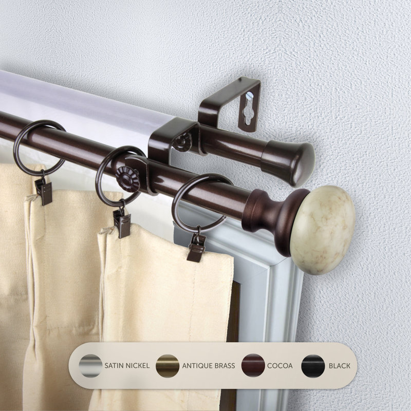 Tringle à rideaux double Merlyn 3/4 po de diamètre, 28" – 48", Cacao