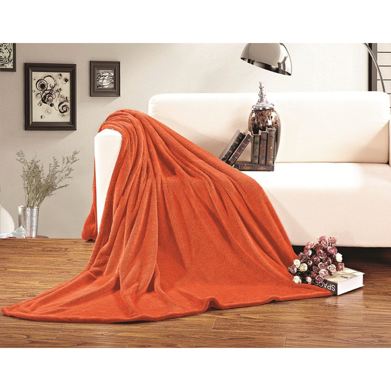 Jeté réversible en molleton de polyester, Orange fluo, Simple / Simple TG
