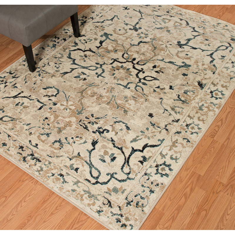Tapis ivoire à bordure Randolph, 1 pi 10 po x 3 pi