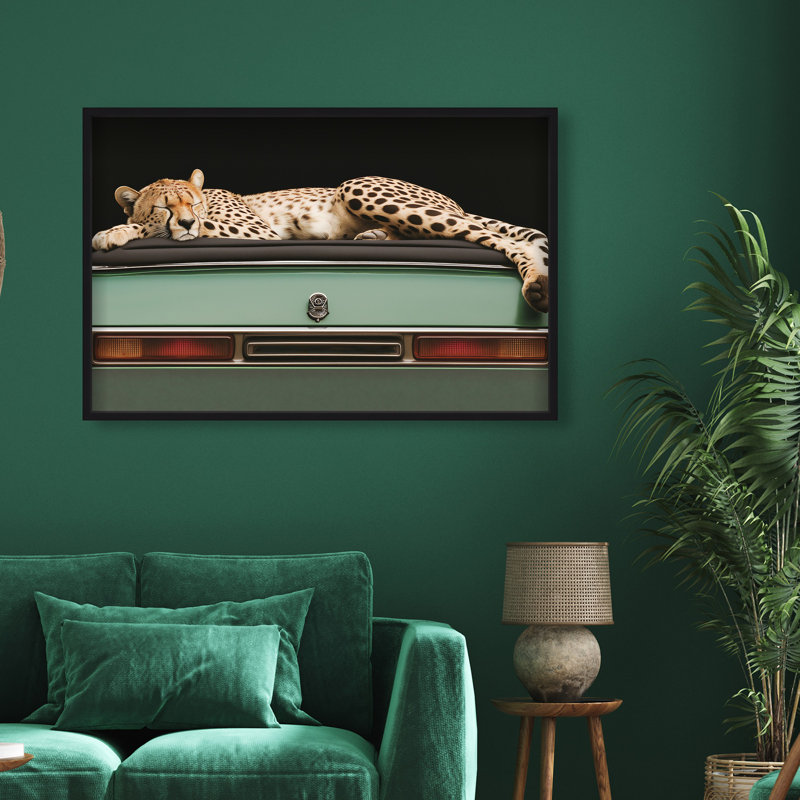 Oliver Gal Sleepy Cadi Cheetah Animals - Luxury Shadowbox Framed Wall Art, 32" H x 47" W