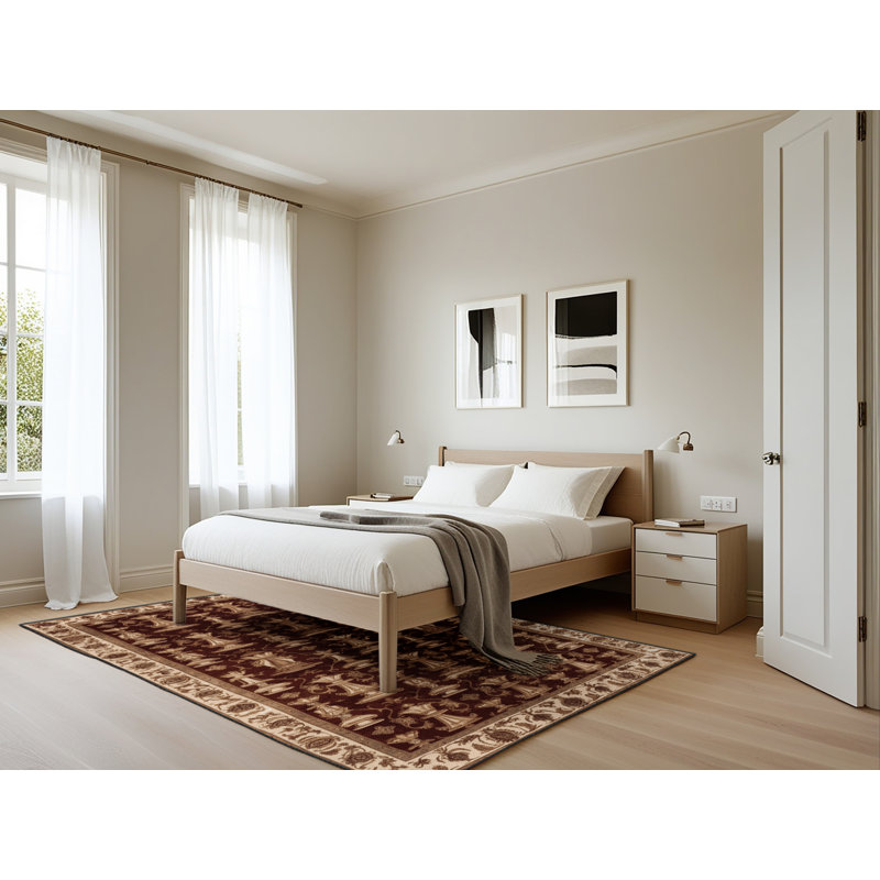 Tapis brun français lavable à la machine, Rectangle 5 pi x 7 pi