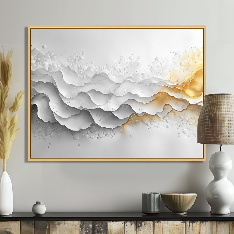 Art mural sur toile Nyrie, Cadre flottant, Crème, crème, H 24 po x l 32 po