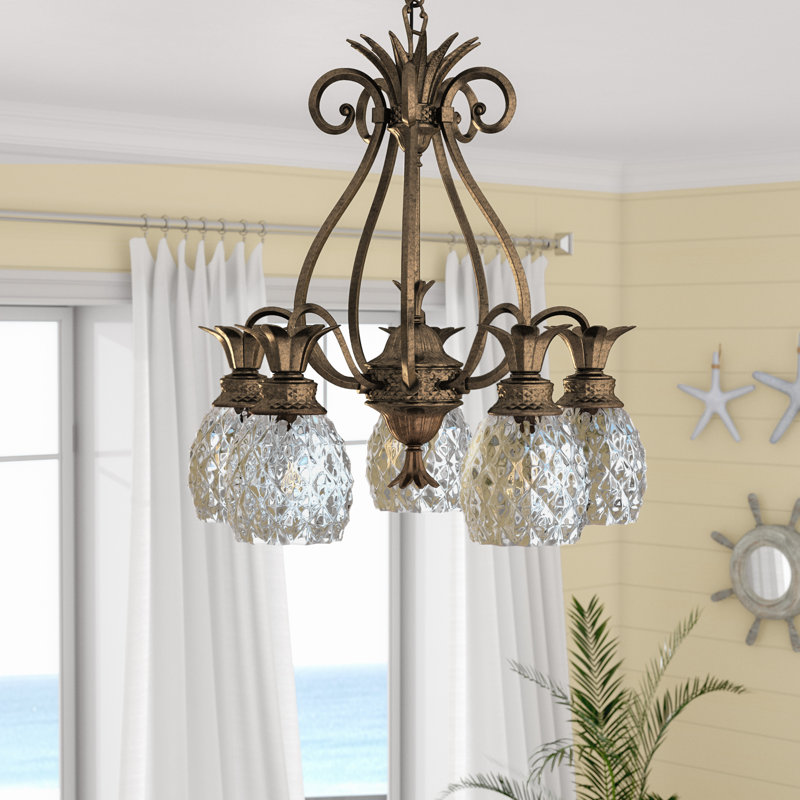 Plantation 5-Light Pineapple Chandelier, Pearl Bronze