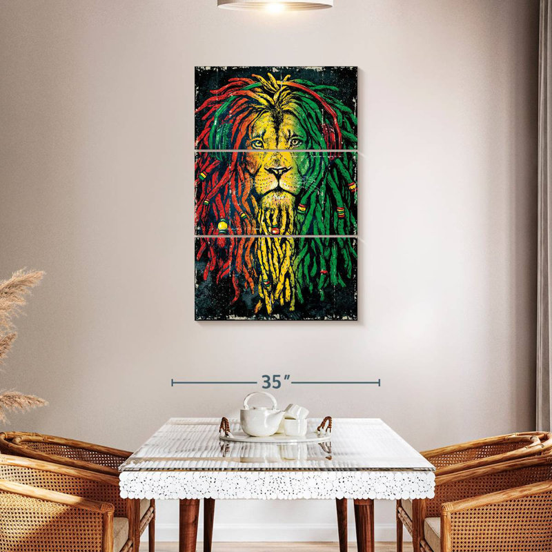 Lion coloré Brampt Reggae, H 45 po x l 28 po