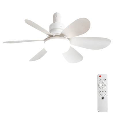 Ventilateur de plafond portatif avec douille de 20 pouces avec lumière et télécommande, DEL à 3 couleurs à intensité variable, moteur à courant continu silencieux, minuterie 2 / 4H, conception à visser pour les petites pièces