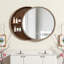 Miroir mural coulissant de 23,62 pouces avec armoire de rangement en bois, armoire à pharmacie ronde peu encombrante