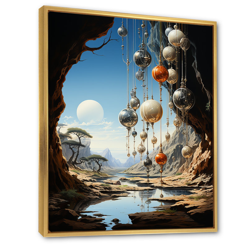 Paysage de rêve surréalisme Layssa - impression, H 44 po x l 34 po x P 1,5 po, Cadre flottant doré
