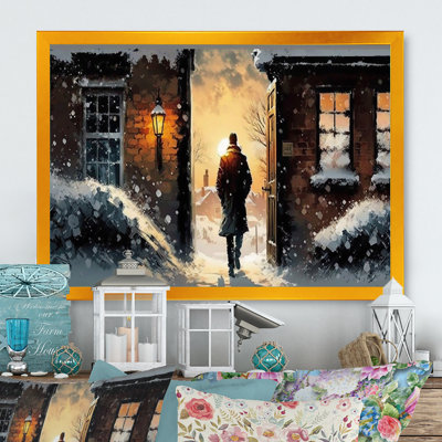 «Man Walking in Winter Scene», reproduction sur toile