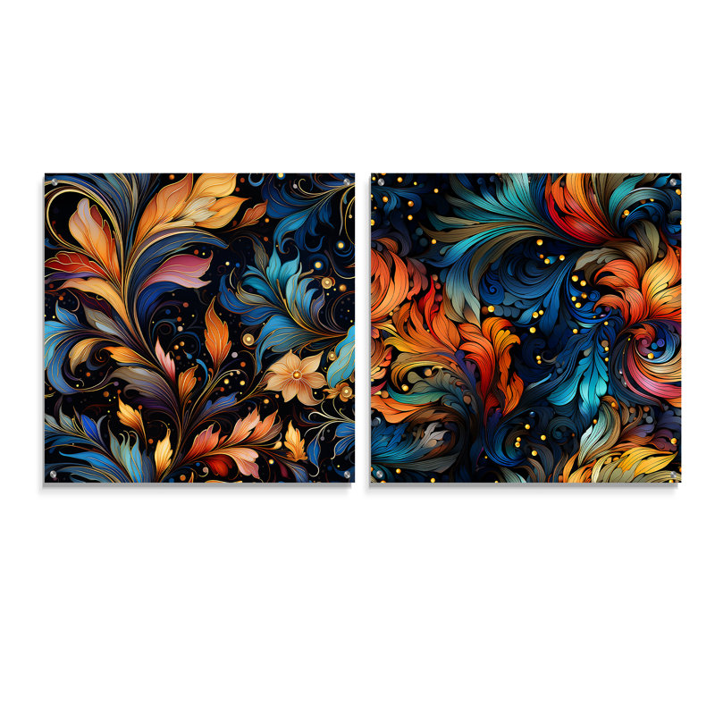 Whitworth - Ensemble de 2 peintures murales abstraites en acrylique, H 36 po x l 73 po
