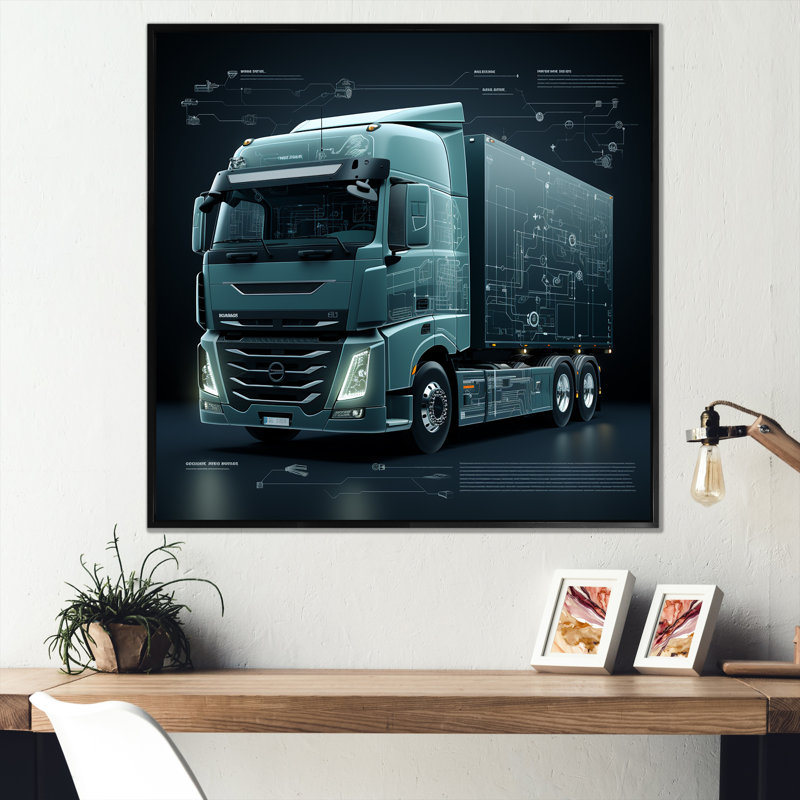 Abstrait camion 53 pi Harmony I, Cadre flottant noir, H 30 po x l 30 po x P 1 po