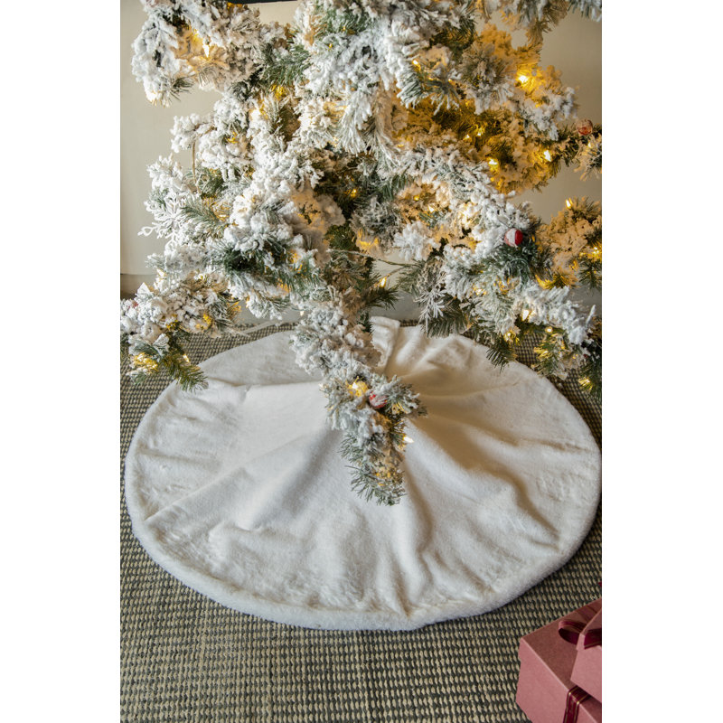 Jupe d'arbre en fausse fourrure blanche - 48 po