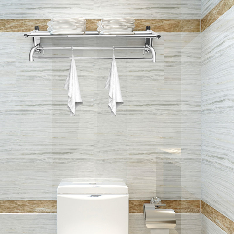 Towel Rack Bathroom Hotel Rail Holder Wall Mounted Storage Shelf