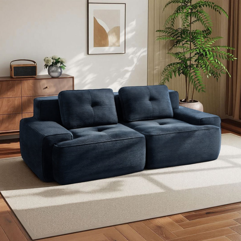 Canapé modulaire en L 82 po, Bleu